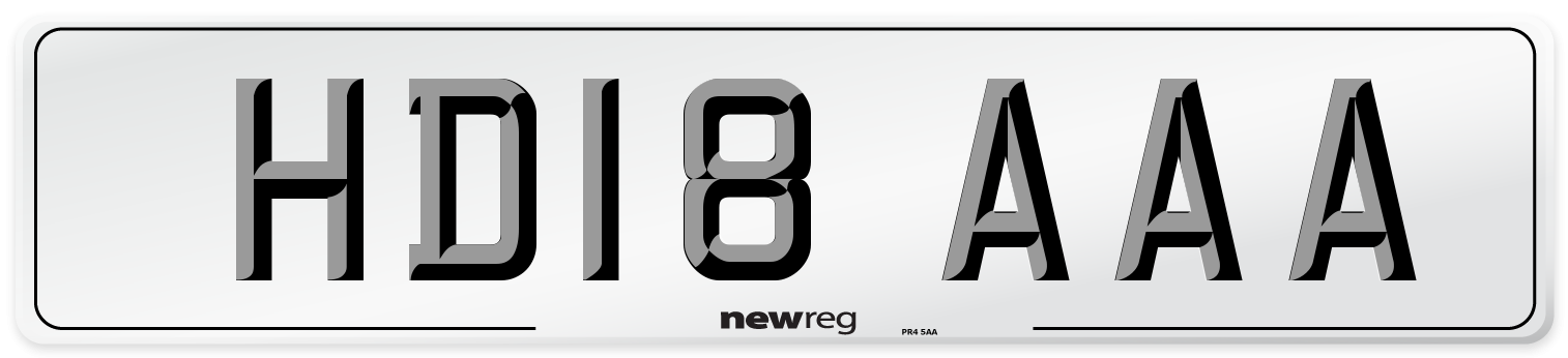 HD18 AAA Number Plate from New Reg